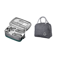 BOMANSI 博曼斯 饭盒 2层 三格 2L+保温袋