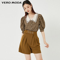 [聚]Vero Moda春季时尚潮流通勤风铁环按扣高腰短裤女|320315021