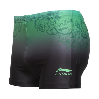 LI-NING 李宁 男子平角泳裤 LSSL033 黑绿色 XL