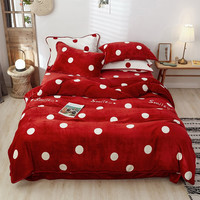 AIDLI 波点 牛奶绒四件套 红色 1.5/1.8m床
