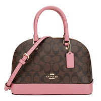 COACH 蔻驰 女士手提贝壳包 F27583 IMP6B 深咖拼色 中号