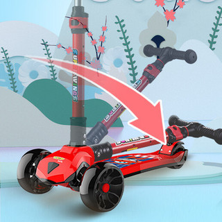 超级飞侠 儿童滑板车2-6-12岁踏板车摇摆车滑车溜车代步PLUS版 乐迪红