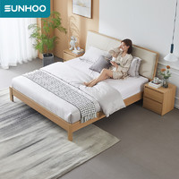 SUNHOO 双虎 双人床主卧婚床现代简约高箱床软包1.8米卧室家具组合套装
