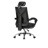 HBADA 黑白调 干练系列 人体工学电脑椅+脚托 黑色 钢制脚款 舒适版