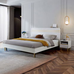 现代双人床_林氏木业 jh4a 现代简约双人床 普通款 1.