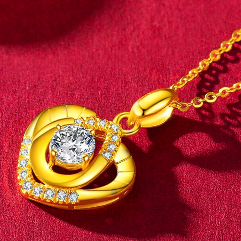 中国黄金 zjgxl2021b99 心形足金宝石项链 2.7g