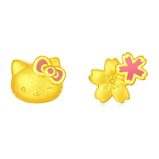 CHOW TAI FOOK 周大福 Hello Kitty系列 R19995 猫咪花朵足金耳钉 1.2g