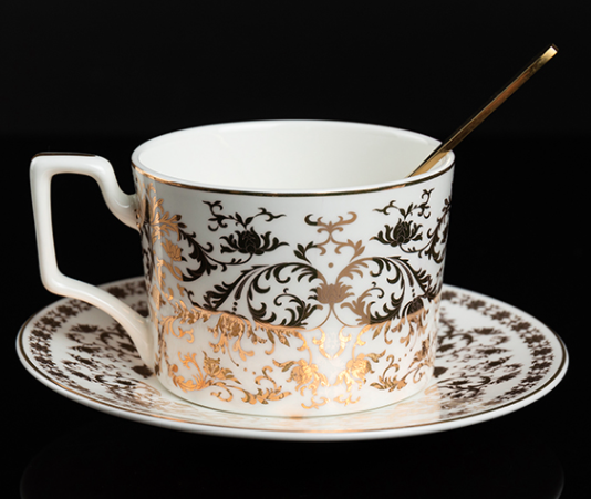 中国国家博物馆 金彩缠枝咖啡杯 15x8.5x6.7cm 金色款