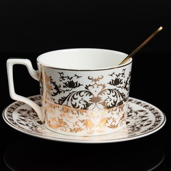 中国国家博物馆 金彩缠枝咖啡杯 15x8.5x6.7cm 金色款