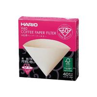 HARIO V60系列 VCF-01-100M 手冲咖啡滤纸 40枚 淡黄原木色