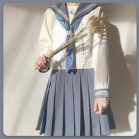 樱花家族 JK制服 泷竹 白三本风琴褶套装