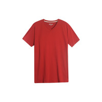 Baleno 班尼路 男士V领短袖T恤 88802702 枣红色 XL