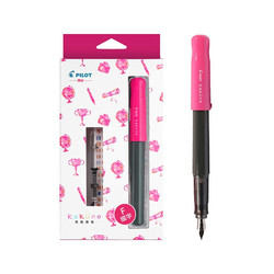 PILOT 百乐 钢笔 kakuno系列 FKA-1SR 粉色黑杆 F尖 墨囊+吸墨器盒装