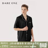 DARE ONE DAREONE真丝睡衣男LUCKY系列情侣家居服套装奢侈品男装生日礼物送男友 子夜黑 L