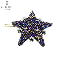 ALEXANDRE DE PARIS 亚历山大 钻石之星边夹水钻发夹发卡 ATB-17086-02 M 紫金色