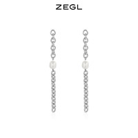 ZENGLIU ZEGL设计师淡水珍珠链条耳环女长款耳钉小众设计感925银针耳饰品