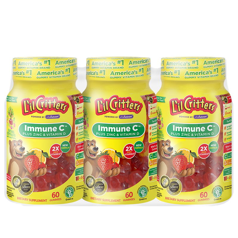 L'il Critters 维生素C&锌&VD小熊软糖 60粒/瓶*3瓶