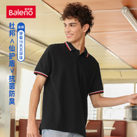 Baleno 班尼路 2020夏季新款polo衫男短袖弹力黑色休闲翻领T恤保罗衫