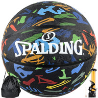 SPALDING 斯伯丁 涂鸦系列篮球室外训练7号橡胶蓝球 84-610Y