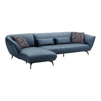 ZUOYOU 左右家私 米兰系列 DZKS6001 真皮沙发 转二件反向 霁蓝色