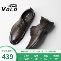 VOLO 犀牛（VOLO）男鞋正装皮鞋男士厚底商务德比鞋树纹鞋子 浅棕379215122D 39