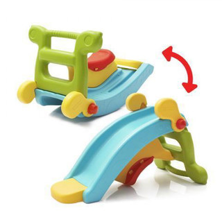 费雪儿童摇摇马滑梯两用二合一宝宝塑料加厚木马1-2周岁礼物玩具 2024二合一费雪摇马滑梯