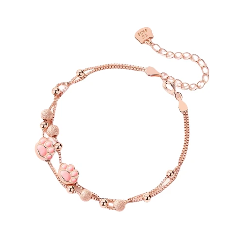 YINCHIE 银千惠 SL0281 嘟嘟猫爪925银镀金手链 19cm