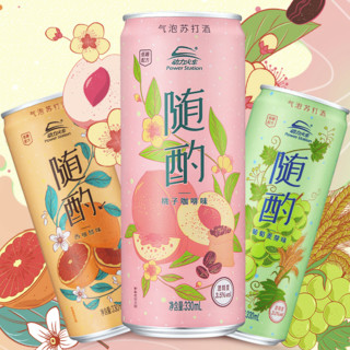 PowerTrain 动力火车 随酌 气泡苏打酒组合装 3口味 330ml*6瓶（葡萄麦芽味330ml*2罐+西柚醋味330ml*2罐+桃子咖啡味330ml*2罐）