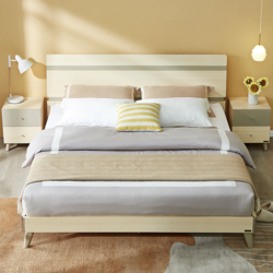 QuanU 全友 家居 床 现代简约卧室家具白橡木纹板式床