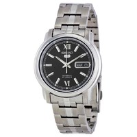SEIKO 精工 5 Automatic Black Dial Stainless Steel Mens Watch SNKK81