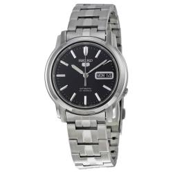 精工手表_seiko 精工 5 automatic black dial stainless steel mens