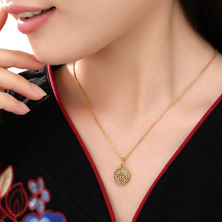 CHJ JEWELLERY 潮宏基 国色系列 XPG30015210 花纹足金吊坠 1.65g