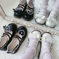 魔女之夜 Lolita洛丽塔 软妹可爱大头鞋 珠光白