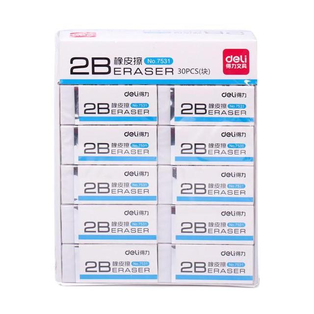 得力 7531 2B橡皮擦 白色 中号  30块