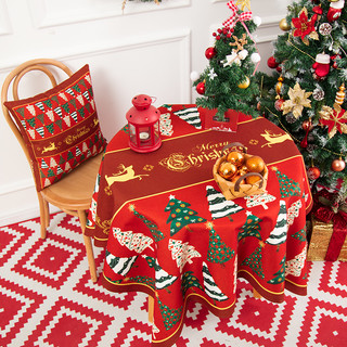 橙色回忆 圣诞系列 北欧印花桌布 140*140cm 百树款