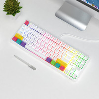 AJAZZ 黑爵 K870T蓝牙无线双模87键机械键盘RGB灯光手机平板笔记本游戏办公 白色青轴