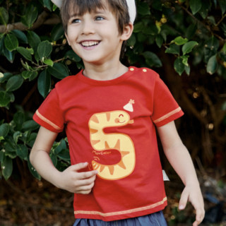 MarColor 马卡乐 香蕉之城系列 500221135201-0007 儿童T恤 亮红 90cm