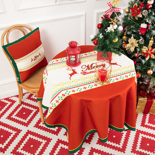 橙色回忆 圣诞系列 北欧印花桌布 140*230cm 果绿款