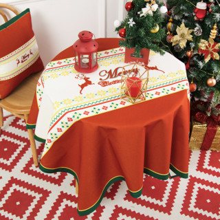 橙色回忆 圣诞系列 北欧印花桌布 110*110cm 果绿款