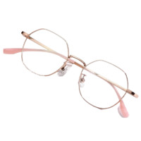 JingPro 镜邦 85352 玫瑰金钛架眼镜框+1.74折射率 防蓝光镜片