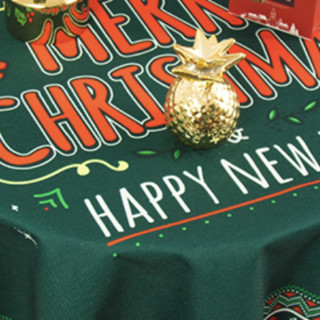 橙色回忆 圣诞系列 北欧印花桌布 100*140cm 松绿款