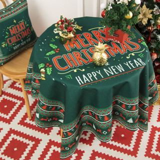橙色回忆 圣诞系列 北欧印花桌布 100*140cm 松绿款