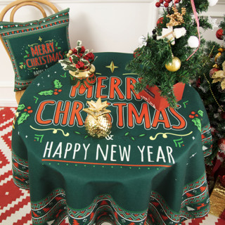 橙色回忆 圣诞系列 北欧印花桌布 80*85cm 松绿款