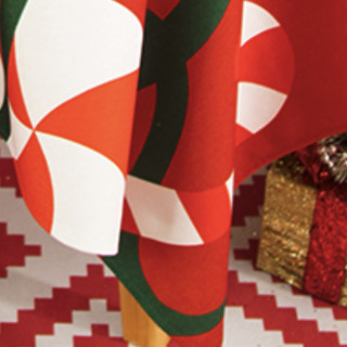橙色回忆 圣诞系列 北欧印花桌布 120*160cm 彩带款