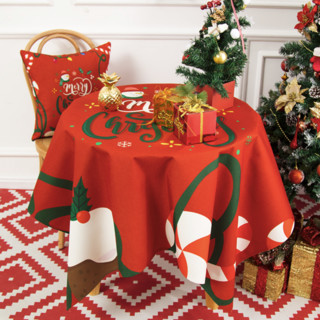 橙色回忆 圣诞系列 北欧印花桌布 110*110cm 彩带款