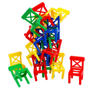 粤星动漫 椅子叠叠乐平衡积木游戏叠叠高宝宝堆堆乐儿童益智玩具3一6岁男孩 1盒装18只椅子【堆堆乐叠叠高挑战】