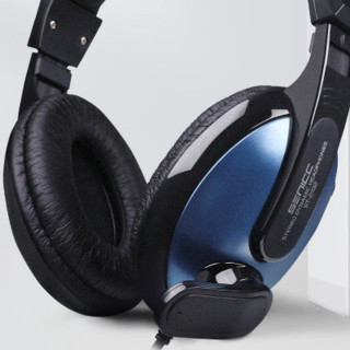 senicc 声丽 ST-2102 耳罩式头戴式降噪有线耳机 蓝黑色 3.5mm