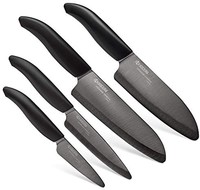 KYOCERA 京瓷 Revolution系列 陶瓷刀套装 4件套刀具（仅限刀） 黑色手柄带黑色刀片
