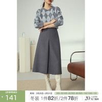 范思蓝恩灰色气质半身裙2020年新款秋冬天配毛衣中长款高腰a字裙