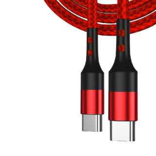Snax 希诺仕 A-C 双Type-C 5A 数据线 尼龙编织 2m 红色